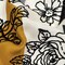 1 Yard Black Gray and Harvest Gold Flocked Flowers Geometric Viscose Woven Fabric 57 inch Width